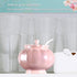 Porcelain Sugar or Salt Bowl with Lid and Spoon, Ceramic Spice Keeper Pearlescent Glazed Design Modern Kitchen Decor, 9 Ounce, Pink...