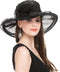 Lucky Leaf Women Kentucky Derby Church Cap Wide Brim Summer Sun Hat for Party Wedding (New Black)...