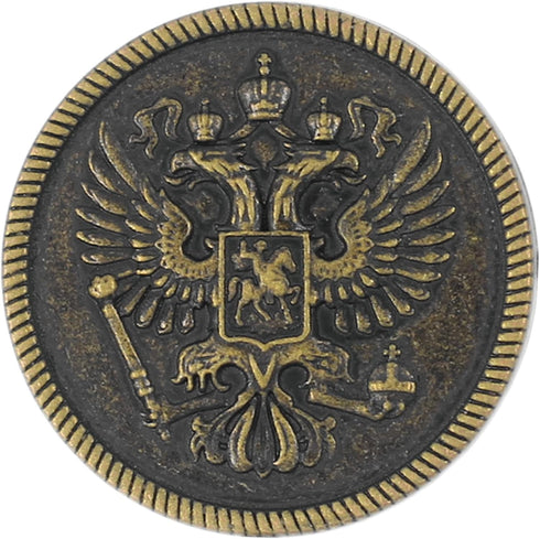 Bezelry 12 Pieces Two-Headed Eagle Metal Shank Buttons. 25mm (1 inch) (Antique Brass)...