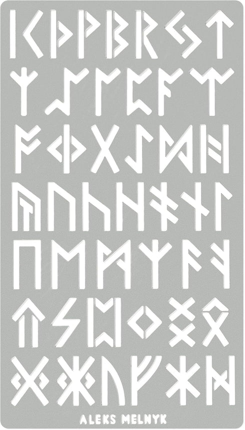 Aleks Melnyk No.35 Metal Stencil, Elder Futhark Runes, Ancient Alphabet, Sigil Magic Alphabet Stencil 1 PC, Template for Wood Burning, Pyrography ...