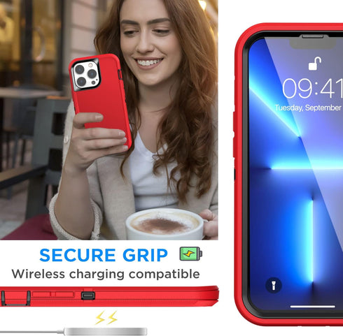 AICase for iPhone 13 Pro Case(6.1") with Glass Screen Protector, Heavy Duty Drop Protection Full Body Rugged Shockproof/Dust Proof Military Protec...