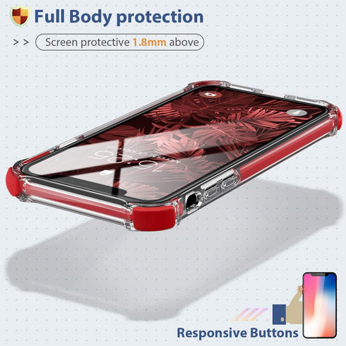 MATEPROX Compatible with iPhone Xs Max Case Clear Hybrid TPU Hard Cover with Thin Shockproof Bumper Protective Case (Red)...