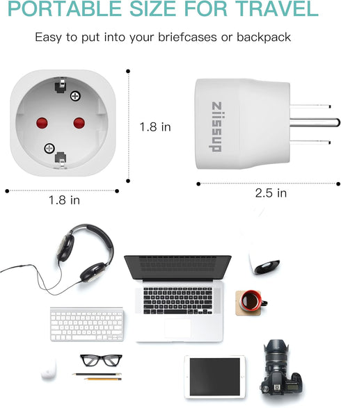 European to USA Plug Adapter, EU to US Plug Adapter, Europe to USA Travel Converter for Most of Europe EU Spain France Type C/E/F Plugs to US Powe...