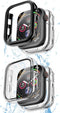 COOLQO 2 Pack Waterproof 2 in 1 Case Compatible for Apple Watch 38mm 3 2 1, with 9H Tempered Glass Screen Protector, Full Body Cover for iWatch 38...