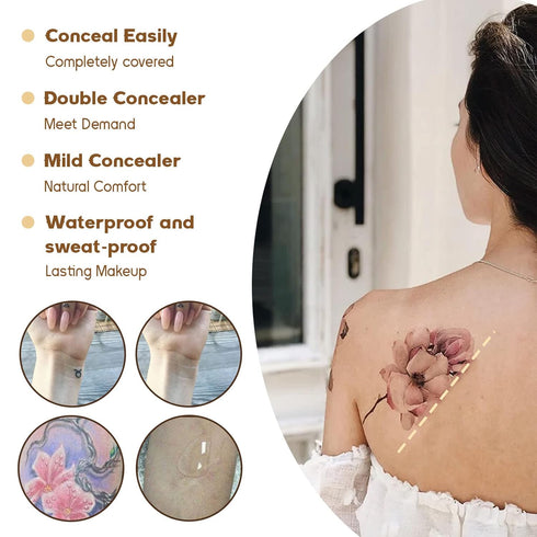 Tattoo Concealer, Skin Concealer, Tattoo Cover Up Makeup, Waterproof,Skin Scar Dark Spots Birthmark Concealer, Tattoo Cover Up Makeup, Use on Body...