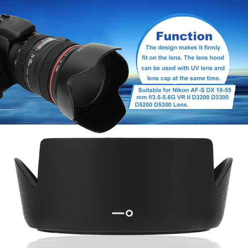 Camera Lens Hood HB 69 for Nikon AF S DX 18 55mm f 3.5 5.6G VR II D3200 D3300 D5200 D5300 Lens...