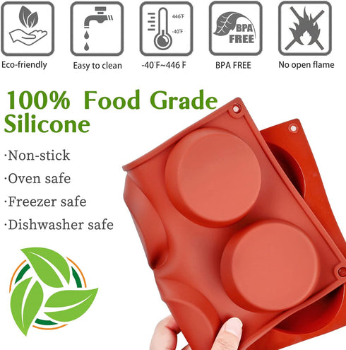 JOERSH 2-PK Silicone Egg Molds Non-Stick 3" Round Muffin Top Baking Pans, Egg Molds for Breakfast Sandwiches, Corn Breads, Whoopie Pies, Shortcake...