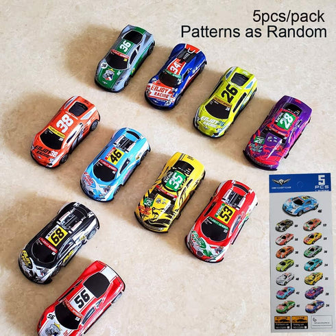Pull Back Racing Cars Die cast Race Car Vehicles,3 Inch Metal Friction Powered Car Toys for Toddlers, Set of 5 (Racing Cars)...