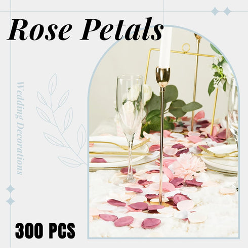Der Rose 300pcs Artificial Flowers Silk Fake Pink Rose Petals Flower Girl Scatter Pedals for Aisle Centerpieces Table Confetti Party Favors Home W...