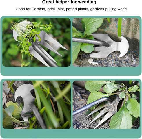 Weeding Artifact Uprooting Tool,Garden Weed Removal Tool Stainless Steel Weed Puller Tool with Rubber Handle,Hand Weed Pulling Tool for Vegetable ...