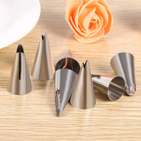 7Pcs Cake Decorating Icing Piping Nozzles Set Stainless Steel Cream Icing Piping Tips DIY Pastry Fondant Baking Tool Cake Decorating Supplies...