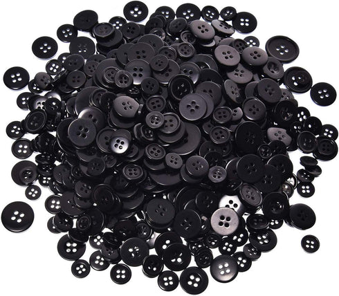 Esoca 650Pcs Black Craft Buttons Mixed Black Buttons for Crafts Art Buttons for Arts, DIY Crafts, Christmas Decoration...