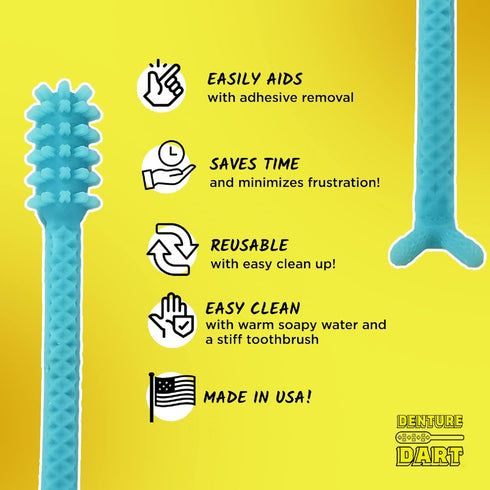 V4 Hard Plastic Denture Brush - Denture Gel Adhesive Remover - Remove Denture Gel Adhesive from Mouth & Gums, Oral Hygiene Products, Scraper w/Tex...