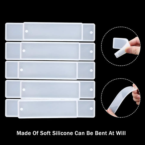 FEBSNOW 20PCS Bookmark Resin Mold Set, 10PCS Bookmark Epoxy Casting Molds, 10PCS Tassels and 1 Pack of Dried Flowers for DIY Bookmark Making...