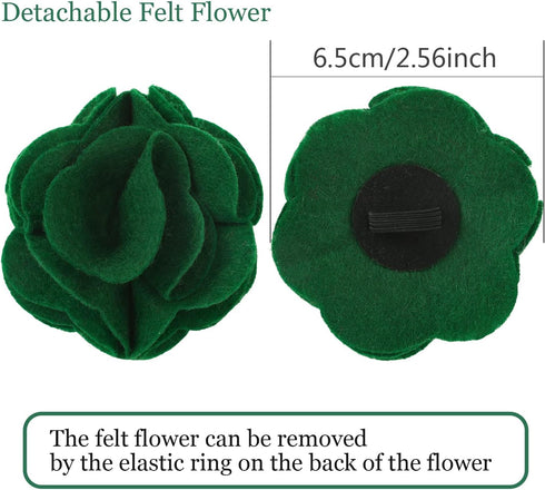 ARING PET Velvet Dog Collar, Cute Christmas Dog Collar with Felt Flower, Adjustable Green Dog Collars Flower with Metal Buckle for Small Medium La...