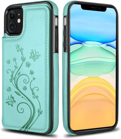 HianDier Wallet Case for iPhone 11 6.1-inch Slim Protective Case with Credit Card Slot Holder Flip Folio Soft PU Leather Magnetic Closure Cover fo...
