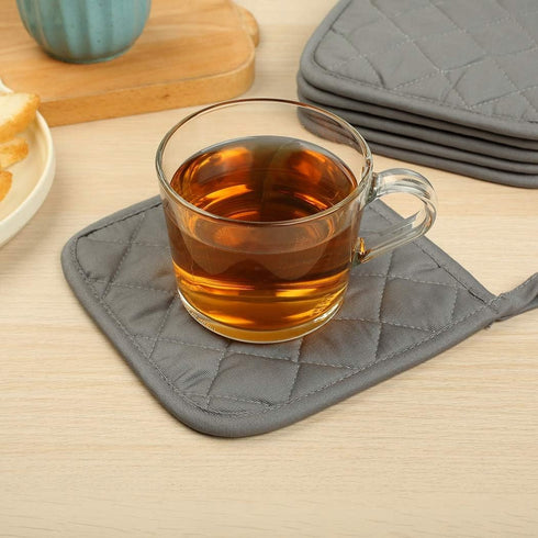 6 Pack Potholders Kitchen Pot Holders Set,Cotton Pot Holders for Kitchen 7 inch hot Pads,Heat Resistant Hot Pads for Cooking and Baking Dark Grey...