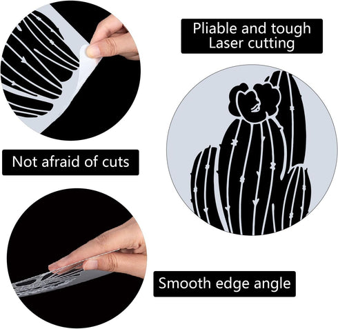 GORGECRAFT 2 Styles Cactus Stencils 20 * 30cm Desert Themed Stencils Reusable Summer Cacti Stencils Sign Square Stencil for Painting On Wood Wall ...