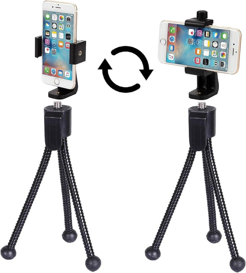 Alphx Universal Smartphone Tripod Cell Phone Holder Mount Adapter Set, Fits iPhone, Samsung, and All Phones, Rotates Vertical and Horizontal with ...