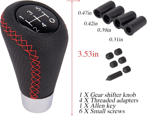 Manual Shifter Knob 5 Speed Leather Gear Shifting Knob Fit Most Manual Transmissions Black...