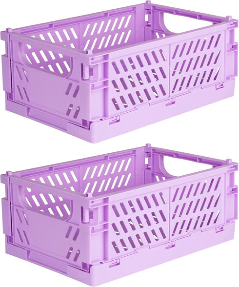 2-Pack Mini Foldable Plastic Baskets for Organizing and Storage, Collapsible Storage Crate for Home Kitchen Bedroom Bathroom Office (9.8x6.5x3.8, ...