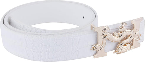 ALAKA Dragon Buckle Alligator Pattern Leather Mens Belt…...