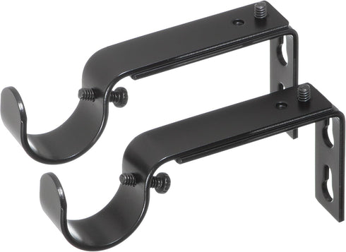 Ivilon Adjustable Brackets for Curtain Rods - for 1 or 1 1/8 Inch Rods. Set of 2 - Black...