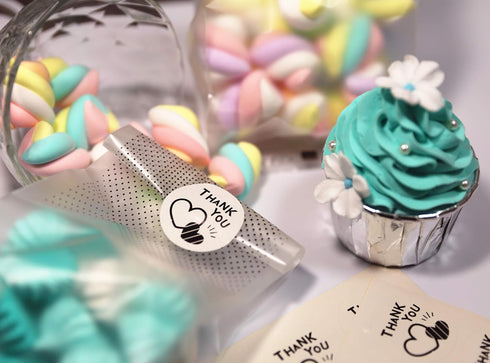 100 pcs Translucent Plastic Bags/Cellophane Bags with Thank You Stickers for Cookie,Cake,Chocolate,Candy,Snack Wrapping Good for Bakery Party...