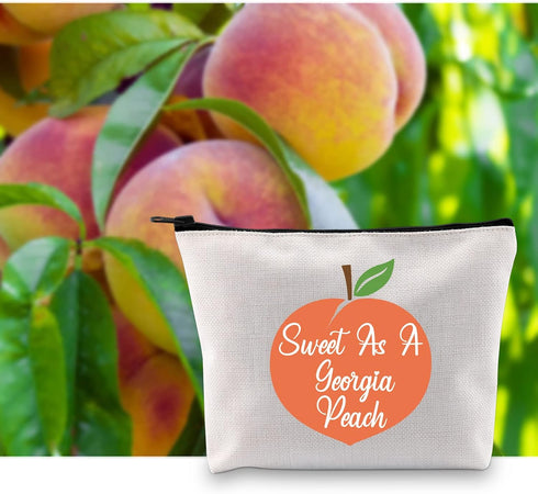 G2TUP Georgian Gift Sweet As A G Peach Makeup Bag Georgia State Pride Cosmetic Bag Peach Lover Gift Georgia Lover Zipper Travel Bag...