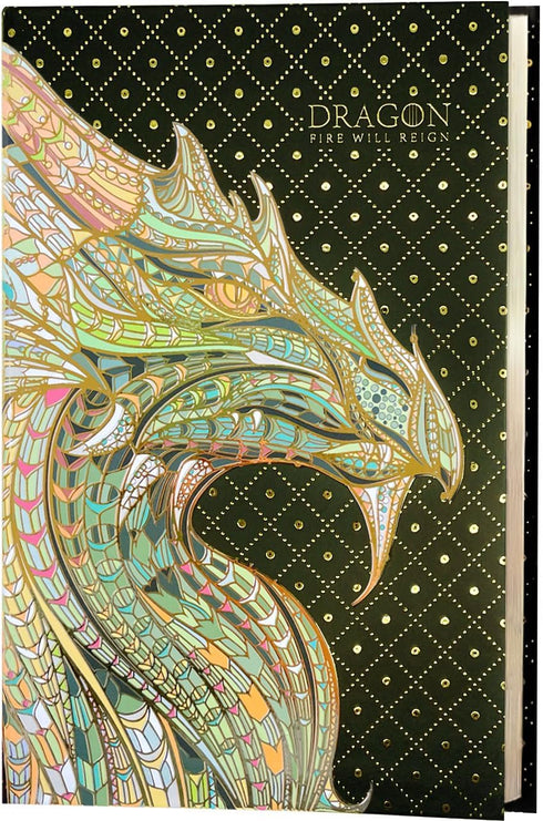 Elegent Hardcover Journal, 5"x7" Lined Notebook, Gilded Mosaic Dragon Art, 256 Deco Pages, Fantasy Journal Gift suitable as Personal Diary, Readin...