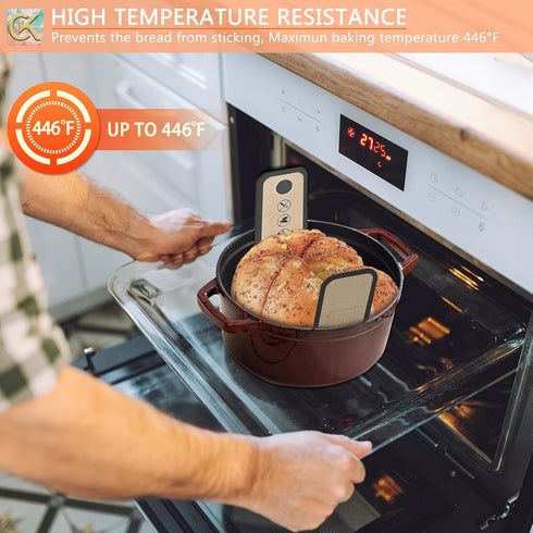 Silicone Bread Sling Reusable Baking Mat with Long Handles, 2 PCS Easy and Stable to Transfer Bread Heat Resistant Protector Pad Mat for Oven...