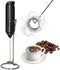 Milk Frother Handheld with Stainless Steel Stand, Battery Operated Whisk Maker Hand Drink Mixer for Lattes, Coffee, Cappuccino, Matcha, Black...