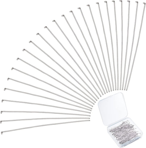 PH PandaHall About 168 Pcs 304 Stainless Steel Flat Head Findings Eye Pin Length 2 Inch 23-Gauge for Jewelry Making...