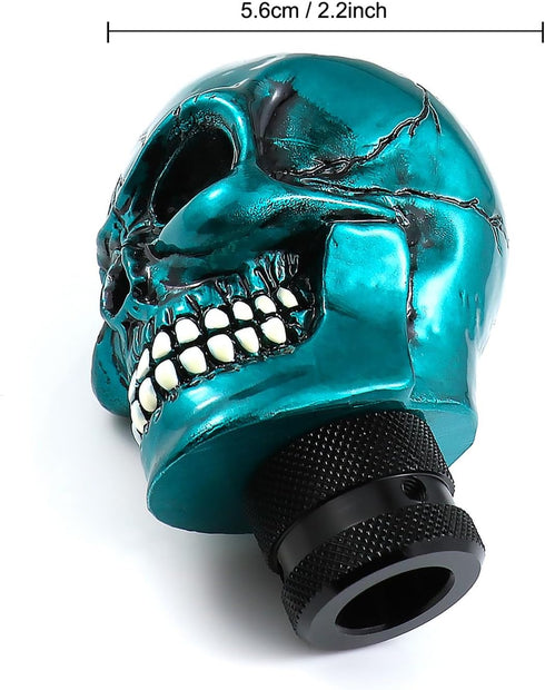 Skull Shifter Knob Gear Shift Stick Handle Transmissions Shifting Lever Fit Most Manual Automatic Car Truck SUV (Metal Blue)...