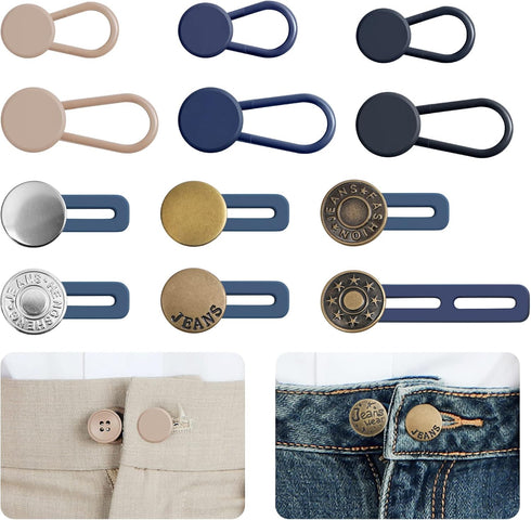 12PCS Button Extenders for Jeans, Pants Button Extender, Waist Extenders for Pants for Women Men, No Sewing Instant Waistband Extension 1-1.8 Inch...