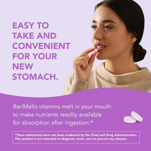 BariMelts Bariatric Calcium Citrate with Vitamin D3 and Magnesium - 1 Month Supply (120 Smooth-Dissolving Tablets) - Post-Op Bariatric Vitamins...