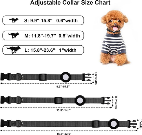 Compatible with Airtag Dog Collar, Adjustable Air Tag Dog Collar with Durable Quick Snap Buckle, Imitation Nylon Dog Collar with Waterproof Apple ...