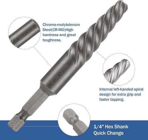Damaged Screw Extractor Set, Easy Out Bolt Extractor with Quick Change Adapter for Easily Remove Broken Bolts, Stripped Screws, Studs, 6-Piece...