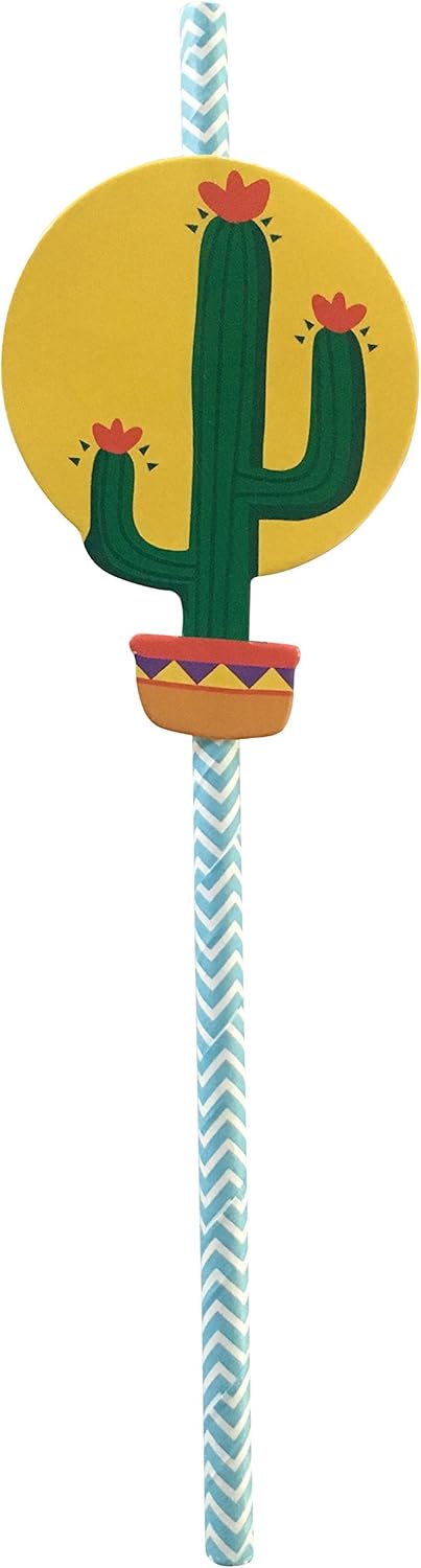Fiesta Party Straws | Mexican Decorations | Final Fiesta Bachelorette Party Supplies | Set of 32, PRE-ASSEMBLED Paper Straws...