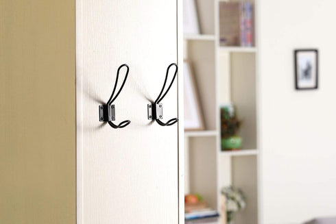 Rustic Entryway Hooks | 10 Pack of Black Wall Mounted Vintage Double Coat Hangers with Large Metal Screws Included...