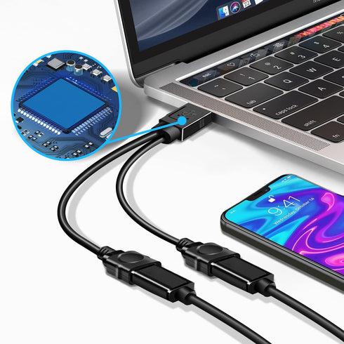 USB Splitter Adapter, USB Male to Dual USB Female Cable, Data Charger Double USB Port Extender, Y Splitter Hub Power Cord Extension...