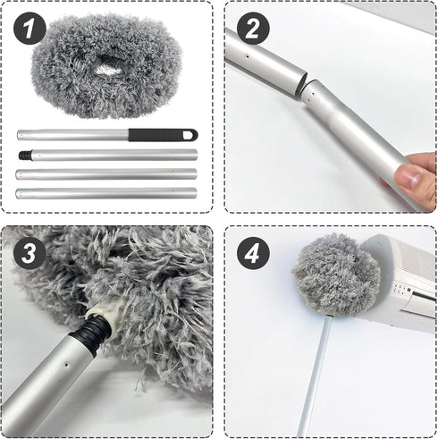 Fuzzy Fan Duster, Ceiling Fan Cleaner Duster with Extension Handle Microfiber Ceiling Fan Blade Cleaner Removable Washable Adjusts 13 to 57.1 in f...