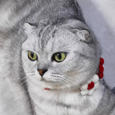 Dog Costume,Handmade Dog Wedding Bandana and Dog Birthday Bandana,Red and White Floral Design Dog Necklace,Cute Medium Small Cat Collars for Daily...