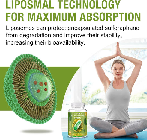 800 MG Liposomal Sulforaphane, Powerful Dual-Delivery for Maximum Absorption & Potency, Full-Spectrum Broccoli Extract, Antioxidant & Liver Supple...