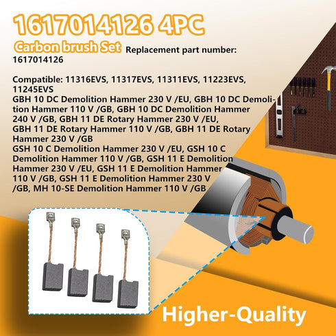 1617014126 0611316739 Carbon Brush Replacement for Bosch GSH 10 C, GBH 10 DC, GSH 11 E, GBH 11 DE Demolition & Rotary Hammer 110v & 240v AUTOSTOP ...