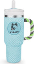 FIRJOY Funny Tumbler Plush Dog Toy - Cute Stanley-Shaped Cup Squeaky Dog Toy for All Dog Breeds and Sizes (Pool)...