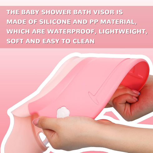 Baby Shower Cap Baby Hair Washing Bath Cap Safe Silicone Protection Bath Cap Soft Adjustable Visor Hat for Protector Head Eye Ear Shampoo Caps for...