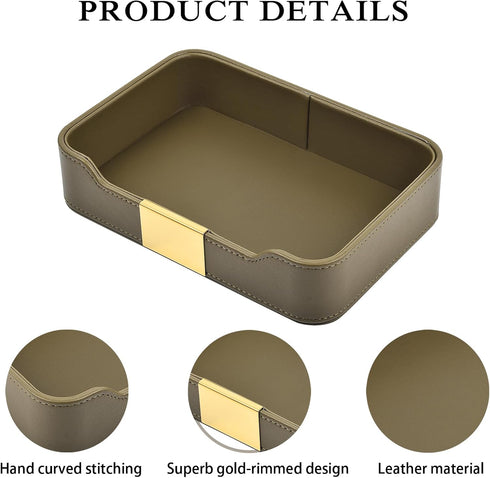 Leather Jewelry Tray Desktop Storage,Luxury Perfume Tray Nightstand Organizer Entryway Decorative Tray,for Jewelry Watch Cosmetics Keys Phone Wall...