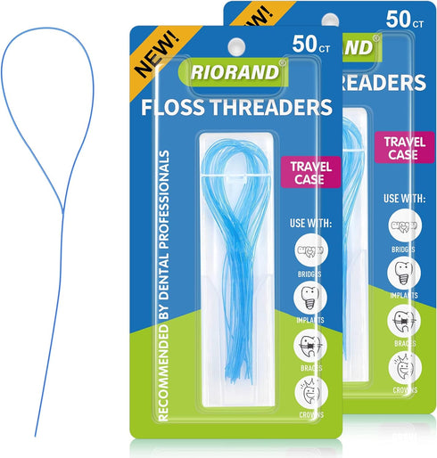 RioRand Floss Threaders,Essential Tool for Maintaining Oral Health with Braces, Bridges, and Implants (2Pack)...