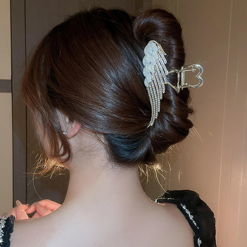 Wing Hair Claw Clips Gold Hair Clips for Thick or Thins Hair Angel Wings Hair Jaw Clips Strong Hold Large Shark Claw Clips Metal Barrettes Rhinest...